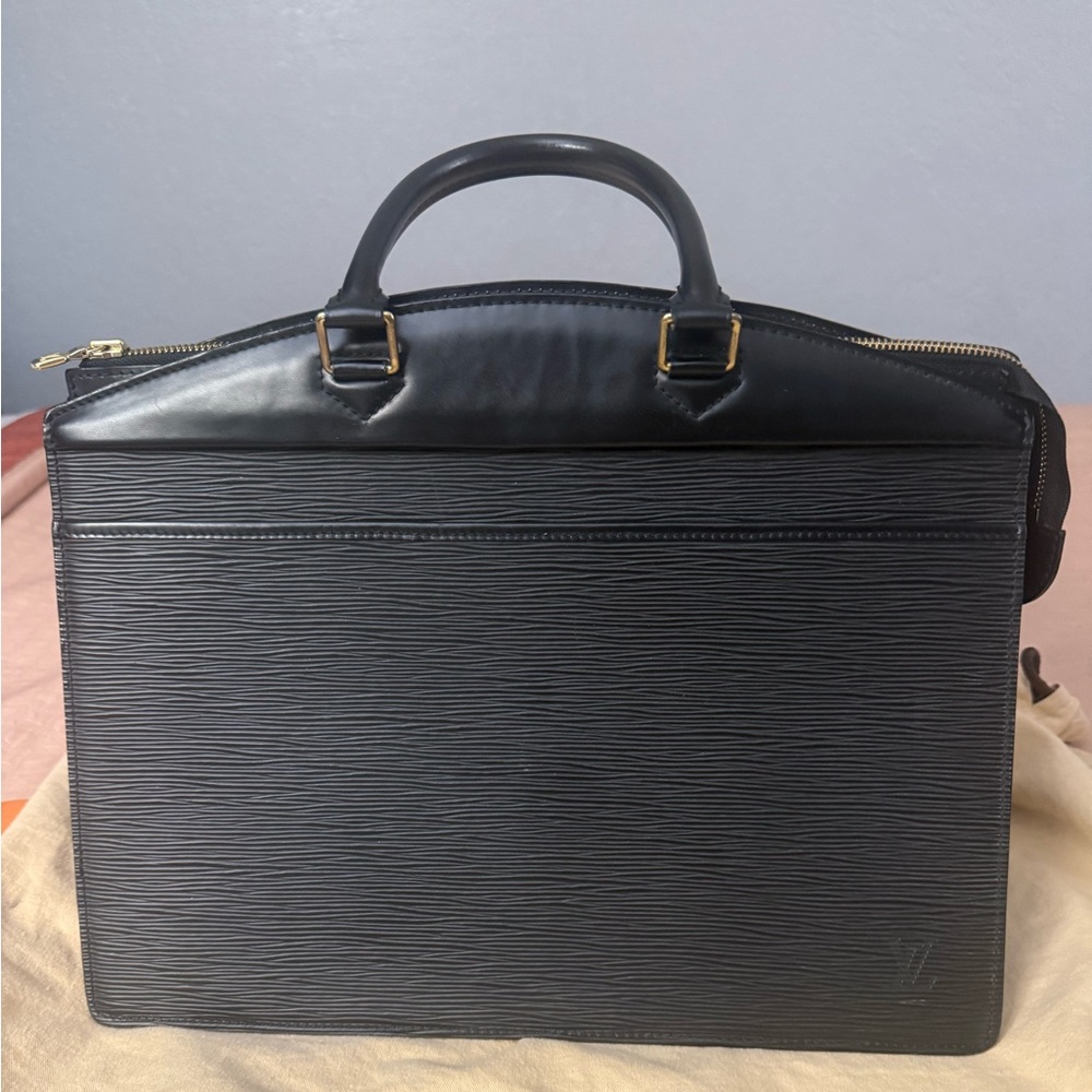 Louis Vuitton Black Textured Leather Briefcase